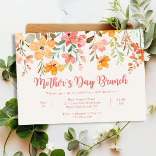 Invitation Beau Pastel Floral Script Fête des Mères Brunch