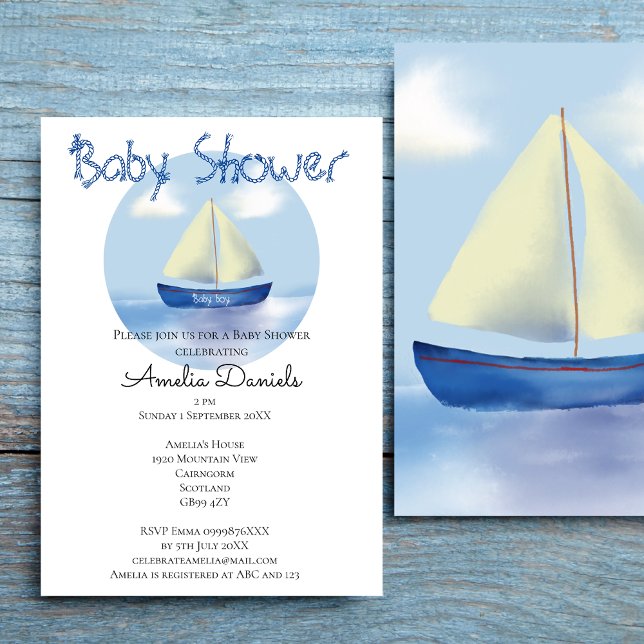 Invitation Beau Petit Bleu Baby shower Boys (Créateur téléchargé)
