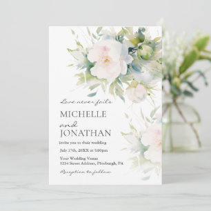 Invitation Beau Romantique Blanc Floral Mariage chrétien