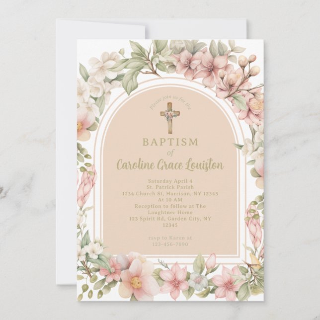 Invitation Beau rose À feuillage persistant Fleur catholique  (Devant)