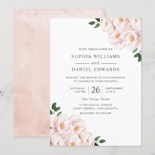 Invitation Beau rose vif Elégant hiver Printemps Mariage