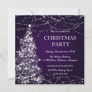 Invitation Beau sapin de Noël Fête des étoiles brillantes Pur
