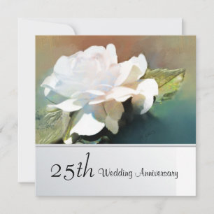Invitation Beau Tea Rose 25e anniversaire Mariage