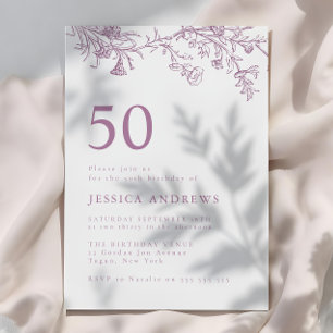 Invitation Beau Vintage Dusty Rose 50e anniversaire