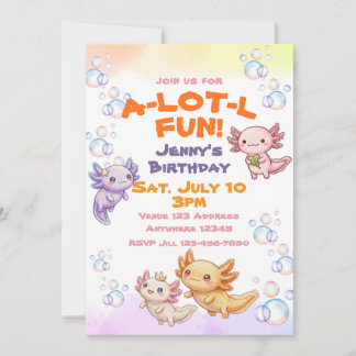 Invitation Beaucoup de plaisir Anniversaire Kawaii Axolotl
