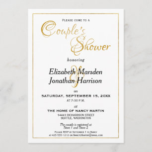 Invitation Beaucoup d'Eaux Écriture Élégante Couple d'or douc