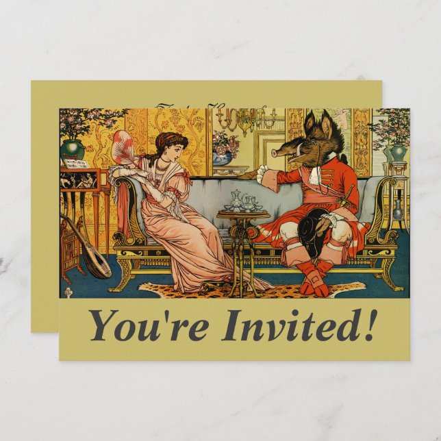 Invitation Beauté Beast Classic Fairy Tale Caractères (Devant / Derrière)