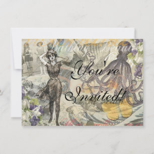 Invitation Beauté de bain victorienne Kraken Surréalisme Vint