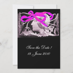 INVITATION BEAUTÉ ÉLÉGANTE / FEMME AVEC BOW ROSE ET FLEURS
