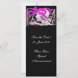 INVITATION BEAUTÉ ÉLÉGANTE / FEMME AVEC BOW ROSE ET FLEURS