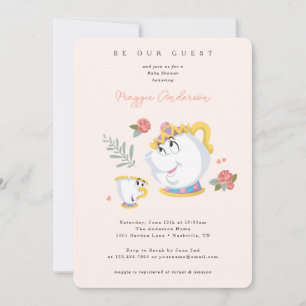 Invitation Beauté et bête - Baby shower Mme Potts