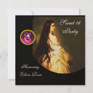 INVITATION BEAUTÉ ETHERNIÈRE, DOUCE 16, ROSE, NOIR, DOMMASQUE