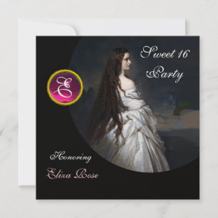 INVITATION BEAUTÉ ETHERNIÈRE, DOUCE 16, ROSE, NOIR, DOMMASQUE