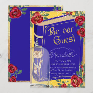 Invitation Beauté glamour et fée de la bête Conte Jaune