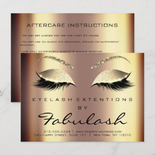 Invitation Beauté Lashes Extension Aftercare Instruction Gold