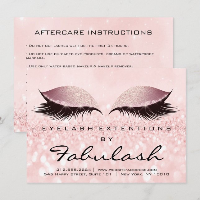 Invitation Beauté Lashes Extension Aftercare Instruction Pink (Devant / Derrière)