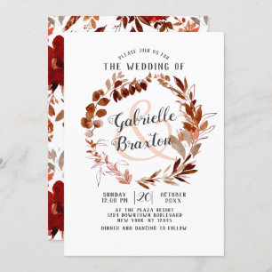 Invitation Beauté rustique Bohème Feuille Vin Vin Mariage