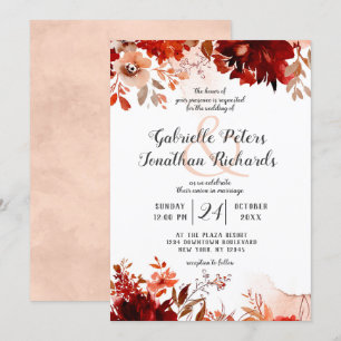 Invitation Beauté Rustique Fleurs Tombantes Aquarelle Mariage