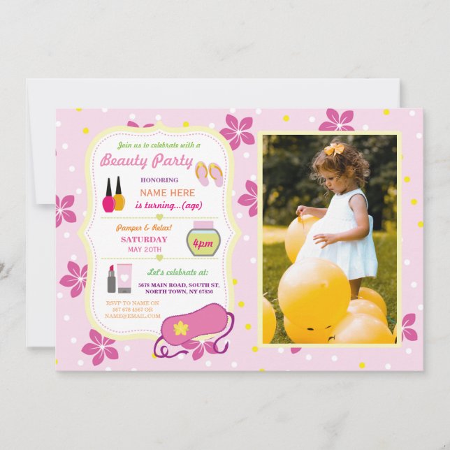 Invitation Beauté Spa Anniversaire Fête Relax Pamper Visage P (Devant)