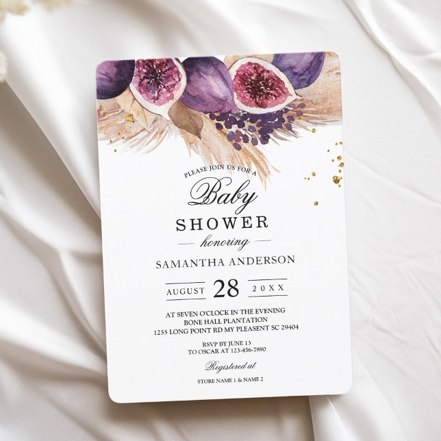 Invitation Beauté tendance violet Figs & Pampas (Créateur téléchargé)