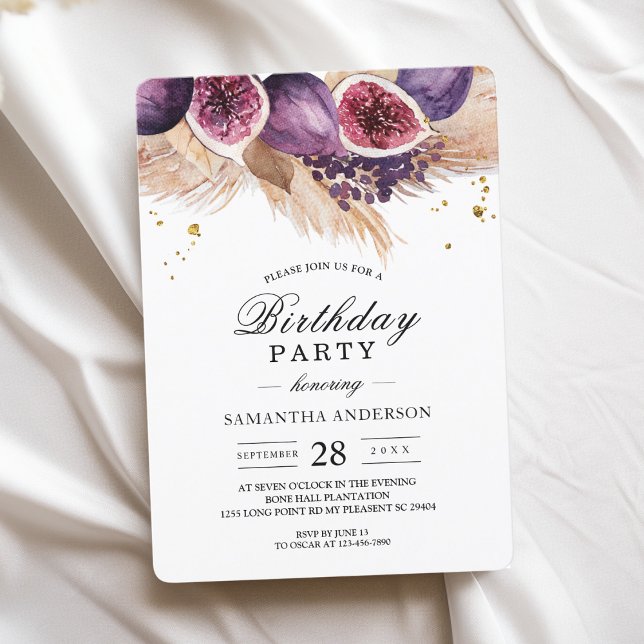 Invitation Beauté tendance violet Figs & Pampas (Créateur téléchargé)