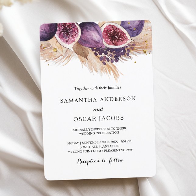 Invitation Beauté tendance violet Figs & Pampas (Créateur téléchargé)