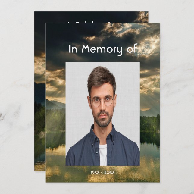 Invitation Beautiful Celebration of Life Service  Lake Beach (Devant / Derrière)