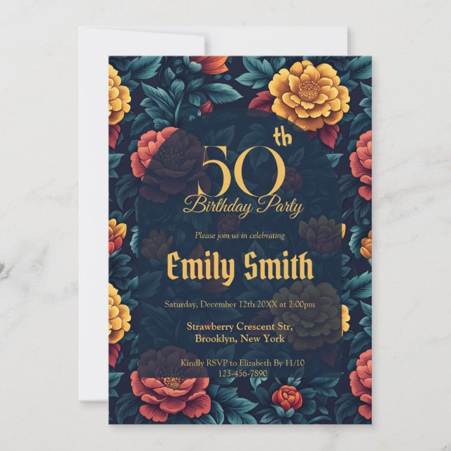 Invitation Beautiful Rose Aesthetic Nature-Inspired Parties (Devant)