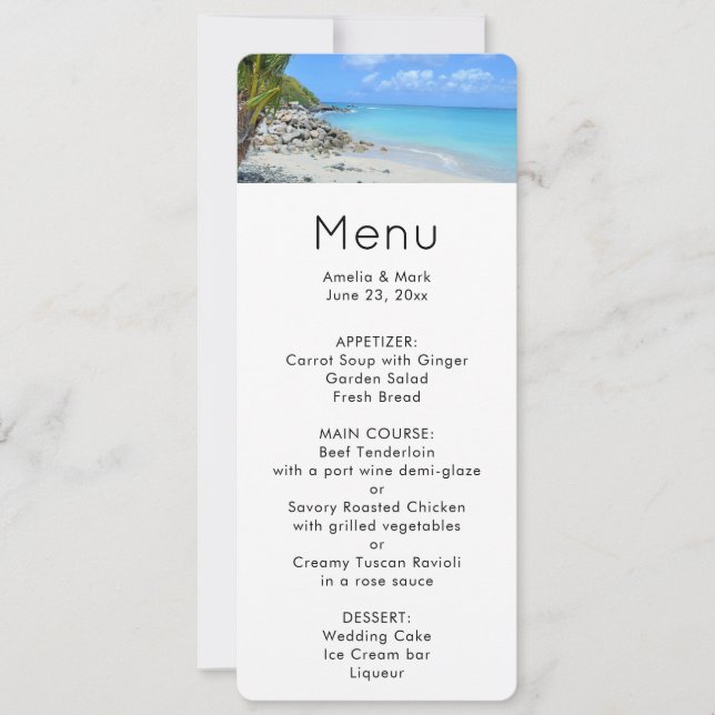 Invitation Beautiful Turquoise Tropical Beach Menu (Devant)