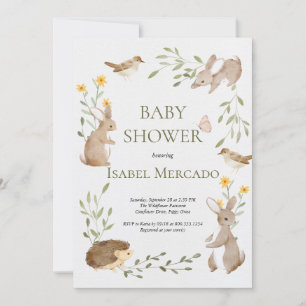 Invitation Beaux animaux de la forêt Baby shower des bois