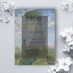 Invitation Beaux-arts Monet Femme au parasol Mariage rustique