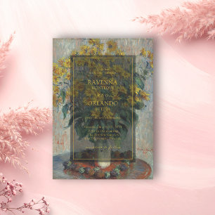 Invitation Beaux-arts Monet Fleurs de topinambour Mariage