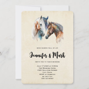 Invitation Beaux chevaux Western Boho Style Mariage