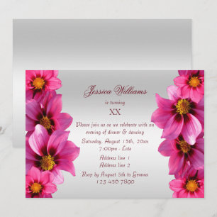 Invitation Beaux Dahlias de Classe Fleuris Anniversaire