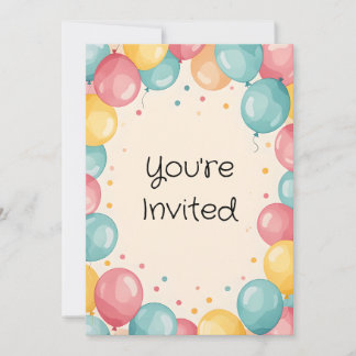 Invitation Bébé 1er Anniversaire Balloon Design