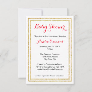 Invitation bébé 3x5 - Double liseré doré