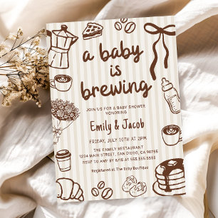 Invitation Bébé à base de dessins à la main prépare une douch