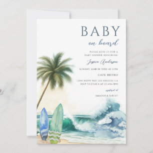 Invitation Bébé à Bord Baby Shower d'été sur la plage