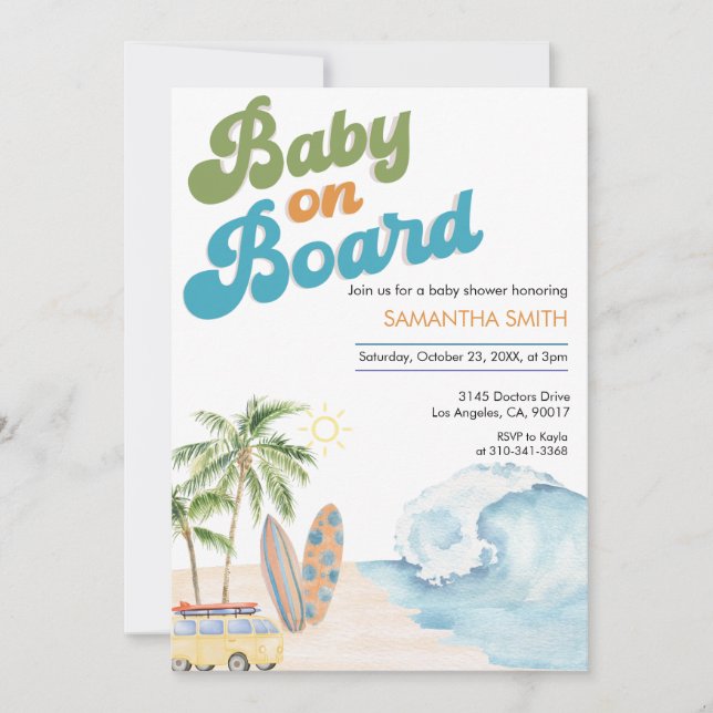 Invitation Bébé à bord Baby shower neutre (Devant)