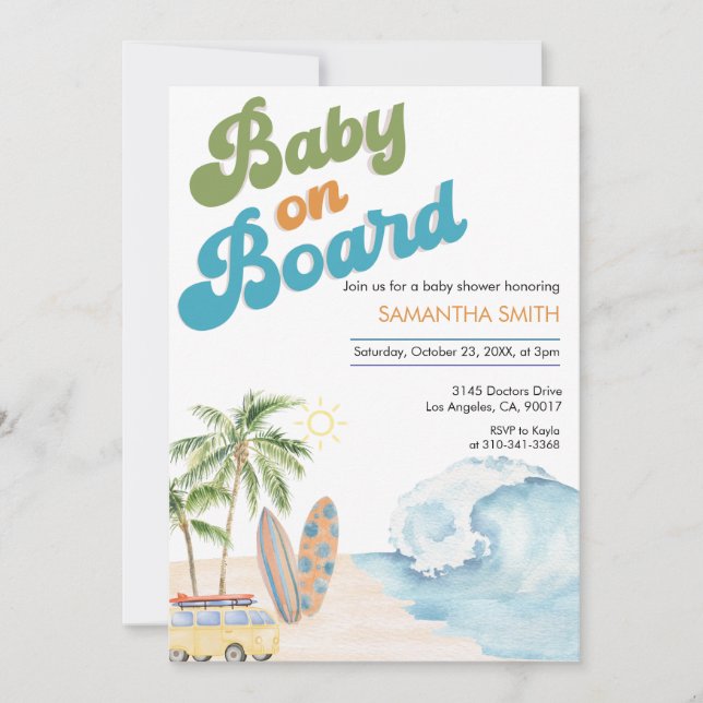 Invitation Bébé à bord Baby shower neutre (Devant)
