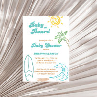 Bébé à bord baby shower rétro de doodle surf