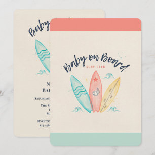 Invitation Bébé à bord Baby Shower Surfboard 