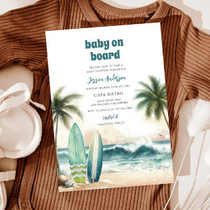 Invitation Bébé à Bord Baby Shower Vague Bleue