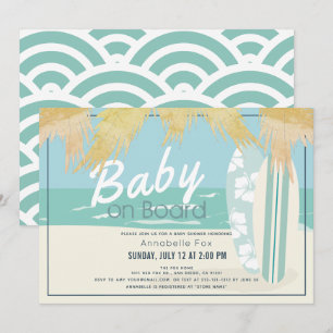 Invitation Bébé à bord du Baby shower de garçon Surf de plage