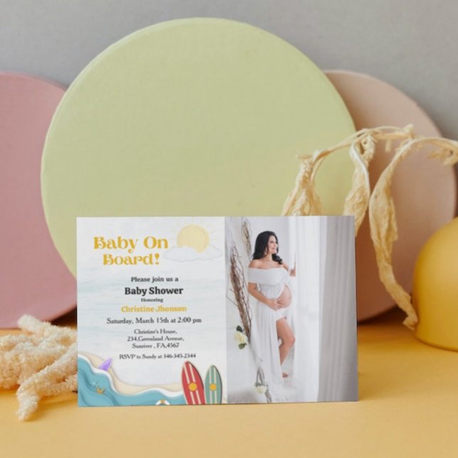 Invitation Bébé à bord du baby shower de plage surf (Créateur téléchargé)