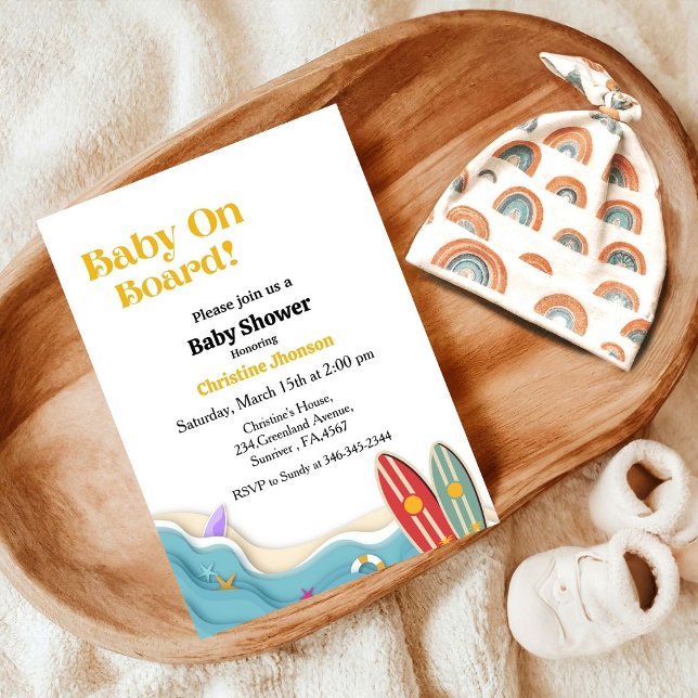 Invitation Bébé à bord du baby shower de planche à voile (Créateur téléchargé)
