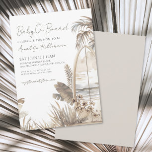 Invitation Bébé à bord en aquarelle Fête prénatale plage