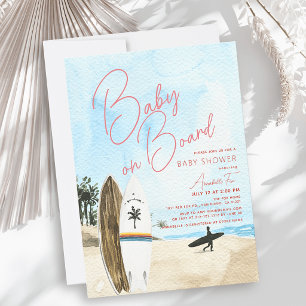 Invitation Bébé à bord Fille de la douche de bébé Planche de