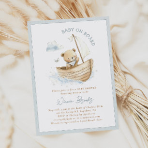 Invitation Bébé à Bord Ours en Peluche Petit Marin Fête de Na