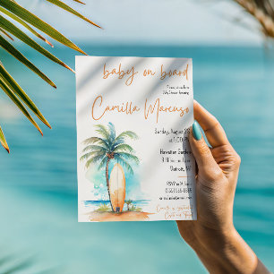 Invitation Bébé à bord, Planche de surf, Baby Shower au palmi